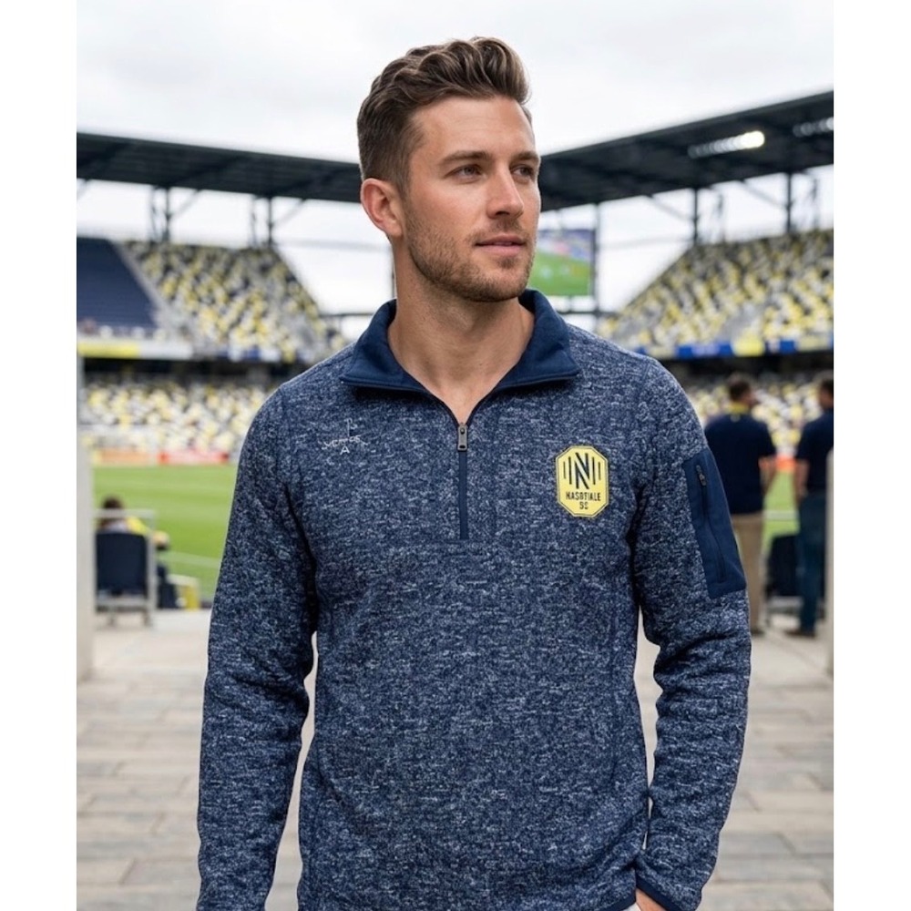 Antigua Nashville SC Mens Small Quarter Zip‎ Pullover Navy Blue Heather Sweater